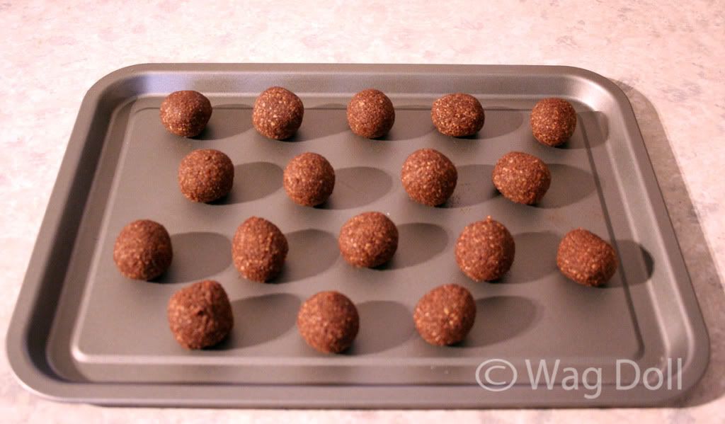 chocolate balls on baking tray