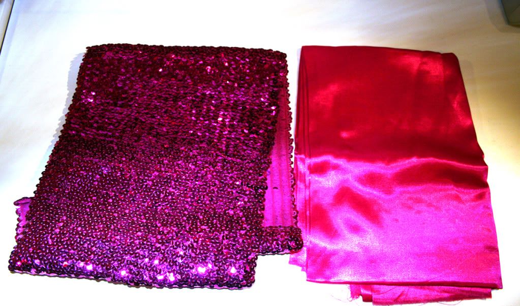 pink sequin and shiny fabric