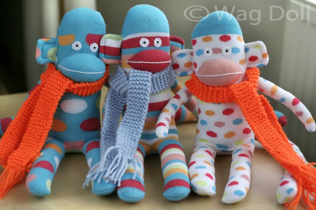 3 sock monkeys