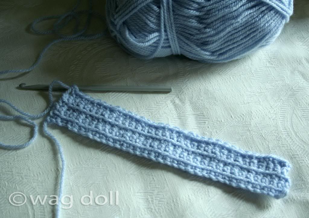 crochet sample in blue