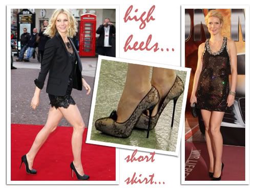 Gwyneth Paltrow's in sweet high heels and lovely short skirts looking awesome