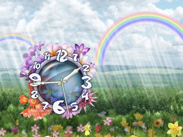 Cloudy Rainbow Clock Screensaver