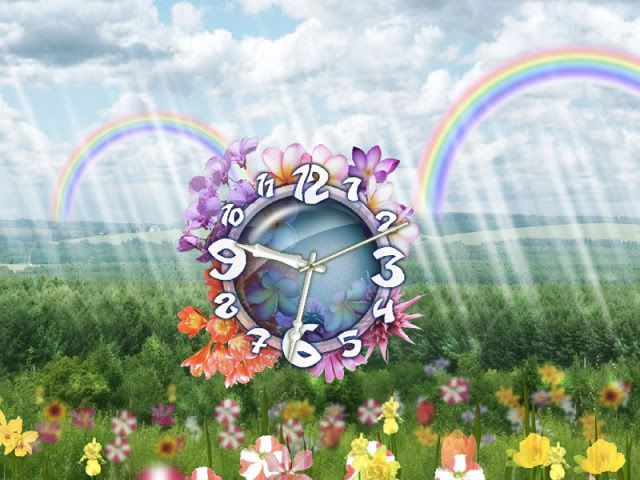Cloudy Rainbow Clock Screensaver