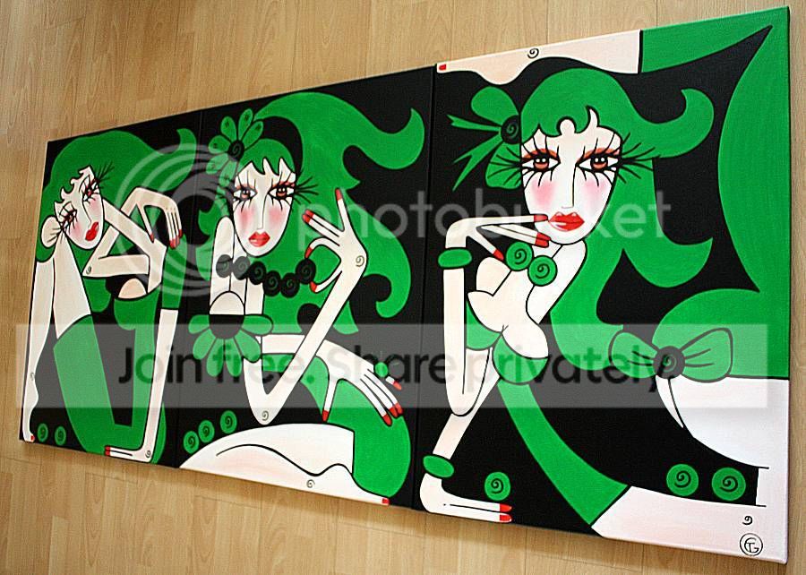 triptych - large abstract art -- original modern pop art