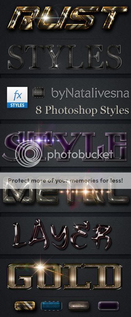 8 Photoshop Styles - Gold metal