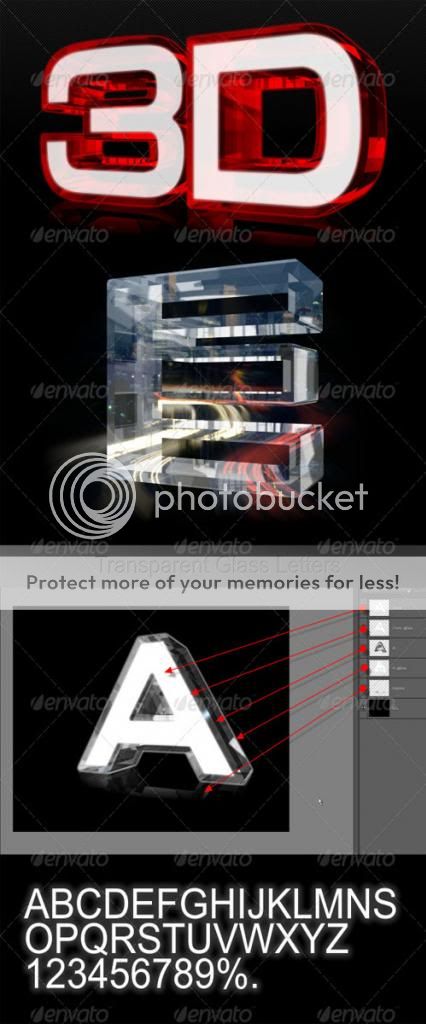 GraphicRiver - Transparent Glass Glow Letters