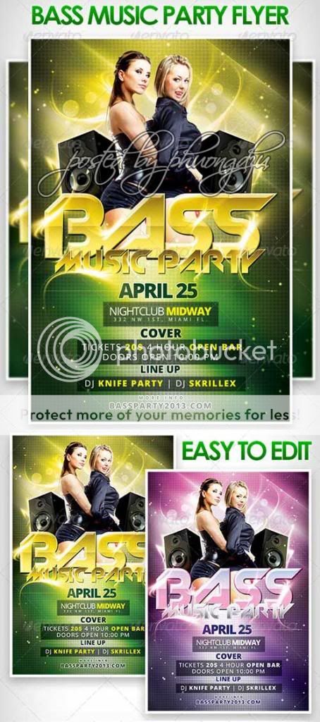 Bass Music Party Flyer-Photoshop Psd
