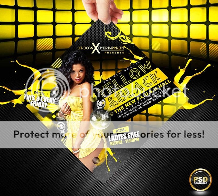 Yellow and Black Party Flyer-Photoshop PSD