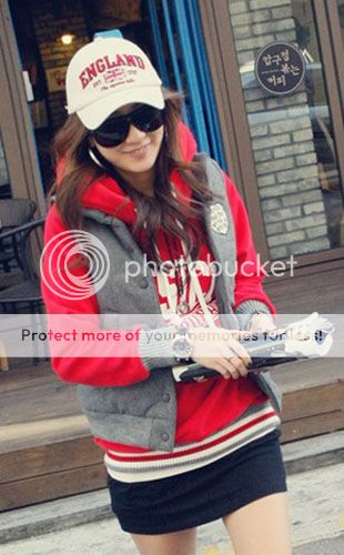 Korea Japan funky lady chic winter warm hoodie Outwear coat N214 size 