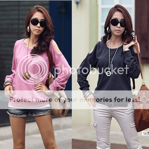 Casual 2012 Women's Round Neck Off The Shoulder Batwing Sleeve Blouse Top D451